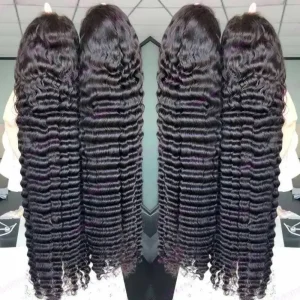 13×4 Lace Frontal Wig Loose Deep Wave Human Hair 24 Inch Natural Black