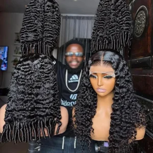 13×4 Lace Frontal Wig Burmese Curly Human Hair 24 Inch Natural Black