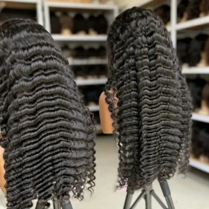 13×4 Lace Frontal Wig Loose Deep Wave Human Hair 28 Inch Natural Black