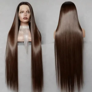 13×4 Lace Frontal Wig Brown Color Human Hair 40 Inch