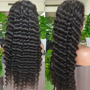 13×4 HD Lace Frontal Wig Loose Deep Wave Human Hair 28 Inch Natural Black