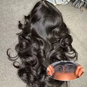 13×4 Lace Frontal Wig Bouncy Wave Human Hair 26 Inch Natural Black