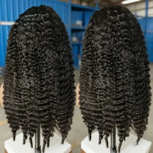 13×4 Lace Frontal Wig Burmese Curly Human Hair 28 Inch Natural Black