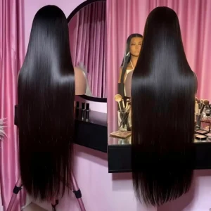 13×4 Lace Frontal Wig Straight Human Hair 16 Inch Natural Black