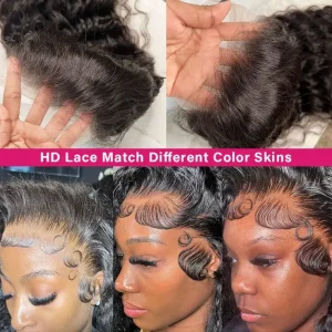 13×4 HD Transparent Lace Frontal Wig Human Hair 22 Inch Natural Black