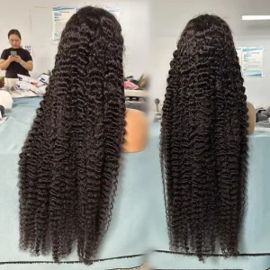 13×6 Lace Frontal Wig Curly Human Hair 22 Inch Natural Black