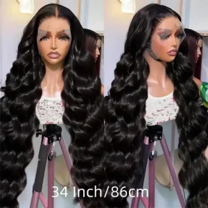 13×6 HD Lace Frontal Wig Body Wave Human Hair 24 Inch Natural Black