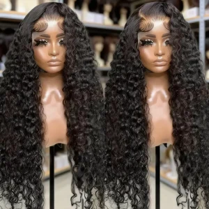13×6 Lace Frontal Wig Water Wave Human Hair 26 Inch Natural Black