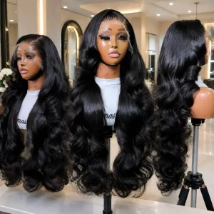13×6 Lace Frontal Wig Body Wave Human Hair 30 Inch Natural Black