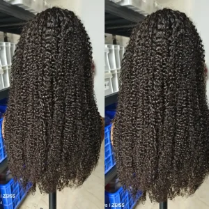 13×6 Lace Frontal Wig Jerry Curly Human Hair 26 Inch Natural Black