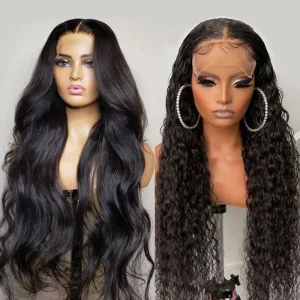 13×6 Lace Frontal Wig Straight Human Hair 24 Inch Natural Black