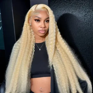 613 Blonde Curly Wig Human Hair