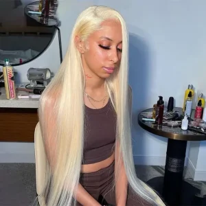 613 Blonde Straight Wig Human Hair Silky