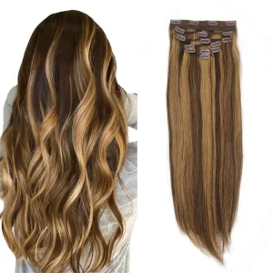 Clip In Remy Human Hair Extension Full Set 7 Piece