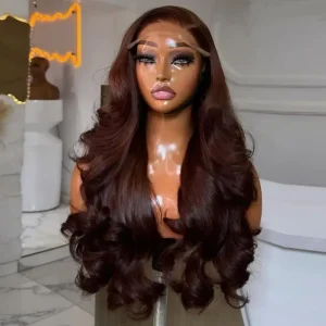 Glueless Bouncy Ombre Brown HD Lace Wig Human Hair