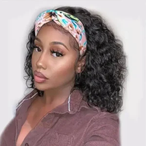 Headband Wig Human Hair Curly 20 Inch
