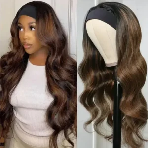Headband Wig Human Hair Ombre 24 Inch