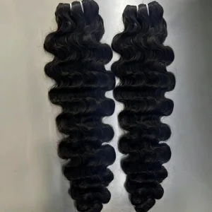 Raw Burmese Curly Deep Wave Human Hair Bundles Natural Black