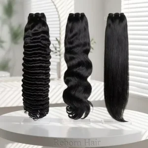 Raw Burmese Deep Wave Human Hair Bundles Double Drawn