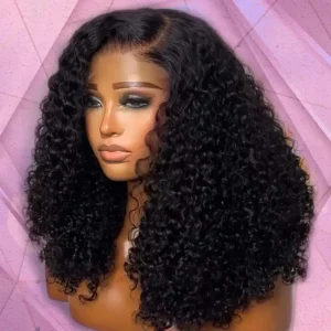 Short Bob Wig Human Hair Curly Double Drawn 14 Inch