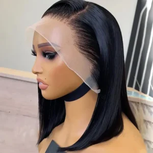 Short Bob Wig Deep Wave 4×4 Pre-Plucked Lace Closure 14 Inch