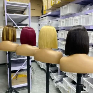 Short Bob Wig Bone Straight Honey Brown Blonde Glueless 12 Inch