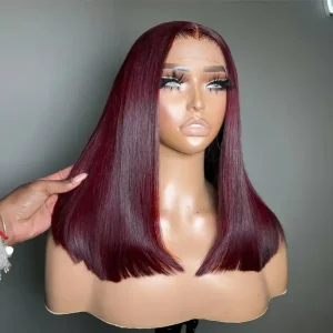 Short Bob Wig 99J Red Brazilian 200 Density 14 Inch