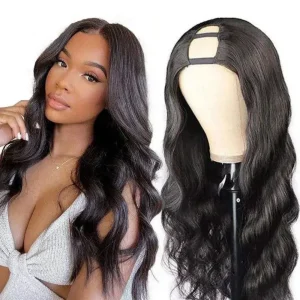 U Part Wig Human Hair Body Wave 30 Inch
