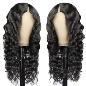 V Part Wig Human Hair Raw Virgin No Glue 22 Inch