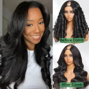 V Part Wig Human Hair Body Wave Glueless Virgin 28 Inch