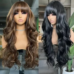 Human Hair Wig with Bangs Straight 13×4 HD Lace 26 Inch