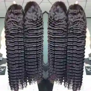 13x4 Lace Frontal Wig Loose Deep Wave Human Hair 24 Inch Natural Black