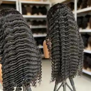 13x4 Lace Frontal Wig Loose Deep Wave Human Hair 28 Inch Natural Black