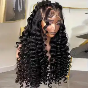 13x4 Lace Frontal Wig Loose Deep Wave Human Hair 26 Inch Natural Black