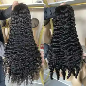 13x4 Lace Frontal Wig Burmese Curly Human Hair 26 Inch Natural Black