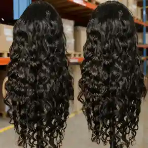 13x4 Lace Frontal Wig Natural Wave Human Hair 26 Inch Natural Black