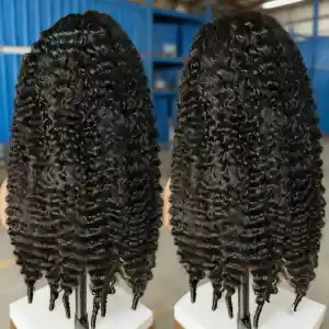 13x4 Lace Frontal Wig Burmese Curly Human Hair 28 Inch Natural Black