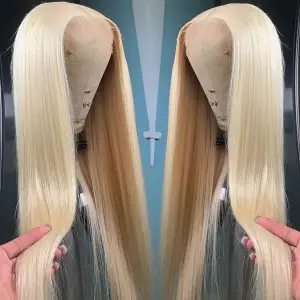 613 Blonde Wig Human Hair Natural Black Root