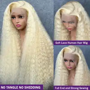 613 Blonde Curly Wig Human Hair Deep Curl