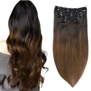 Clip In Raw Chinese Remy Human Hair Extension Double Drawn