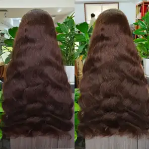 Colored Human Hair Wig Double Drawn Straight 28 Inch