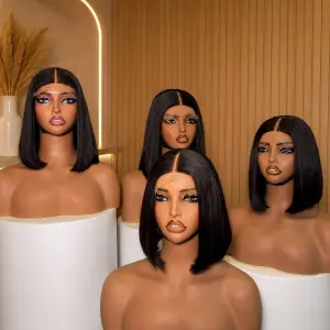 Ready to Ship Glueless Brazilian Bob Wig 14 Inch Human Hair