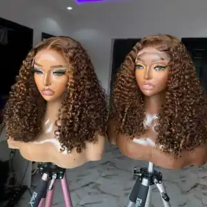 Glueless Burmese Curly Highlight Wig 26 Inch HD Lace Human Hair