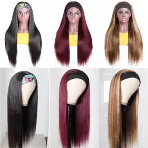 Headband Wig Human Hair Straight 24 Inch