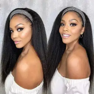 Headband Wig Human Hair Deep Wave Glueless 18 Inch