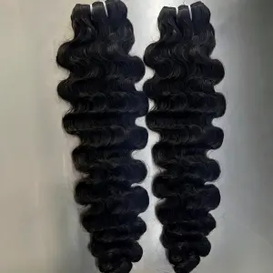 Raw Burmese Curly Deep Wave Human Hair Bundles Natural Black