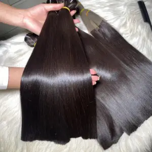 Raw Brazilian Human Hair Bundles Bulk Double Drawn