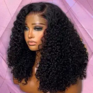 Short Bob Wig Human Hair Curly Double Drawn 14 Inch