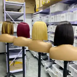 Short Bob Wig Bone Straight Honey Brown Blonde Glueless 12 Inch
