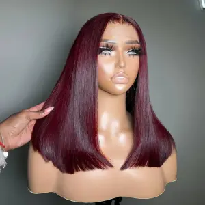 Short Bob Wig 99J Red Brazilian 200 Density 14 Inch